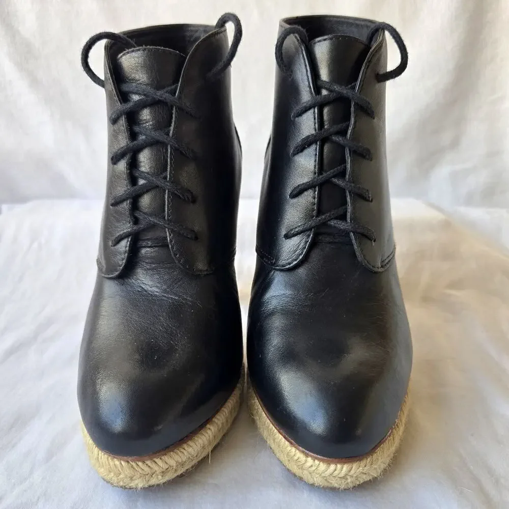 Loeffler Randall Nadia Women's Espadrille Leather Ankle Boots Black Size 7 B